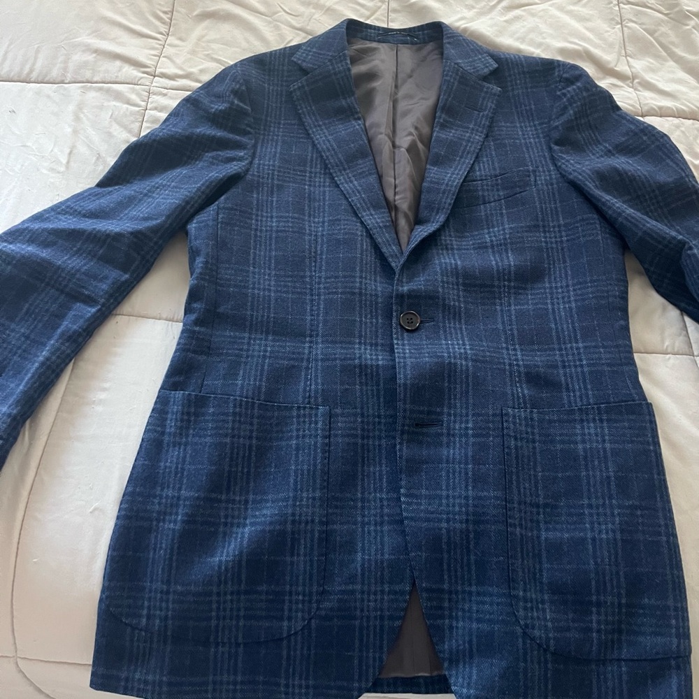 Suitsupply Blue Sport Coat with Subtle Plaid